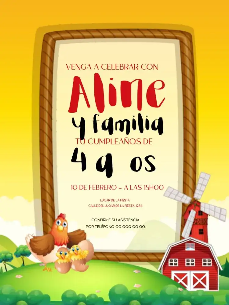 Invitación Granja Minne – tema Cumpleaños Infantil granja, Disney, colorido, divertido, infantil, lúdico