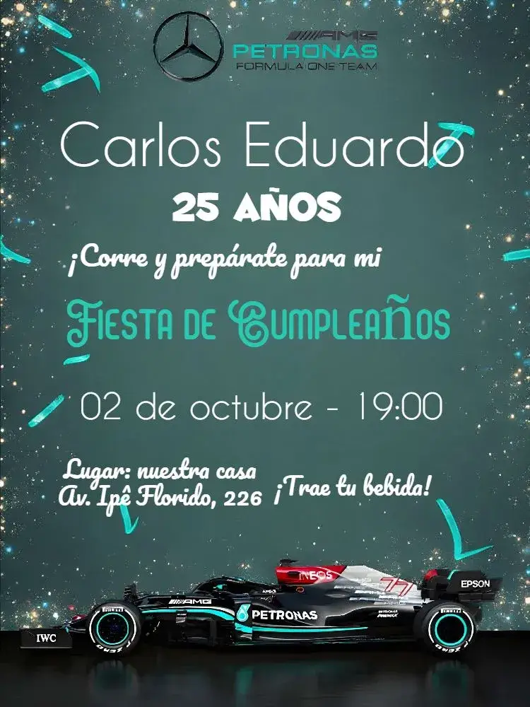 Invitación Mercedes Fórmula 1 Fórmula