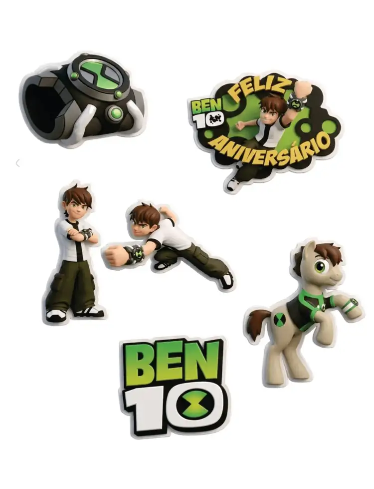 Invitación Ben10 – tema Topper de torta colorido, divertido, temático, infantil, moderno