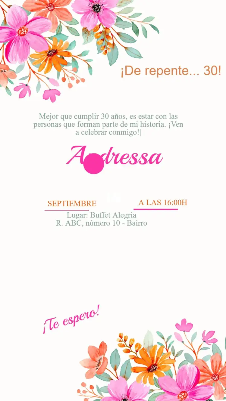 Invitación Invitación Cumpleaños Floral – tema Cumpleaños floral, colorido, elegante, vintage, romántico, moderno