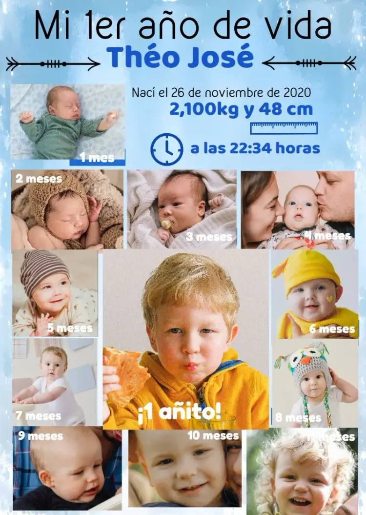 Invitación 1° Año Del Bebé Con Fotos Regla
