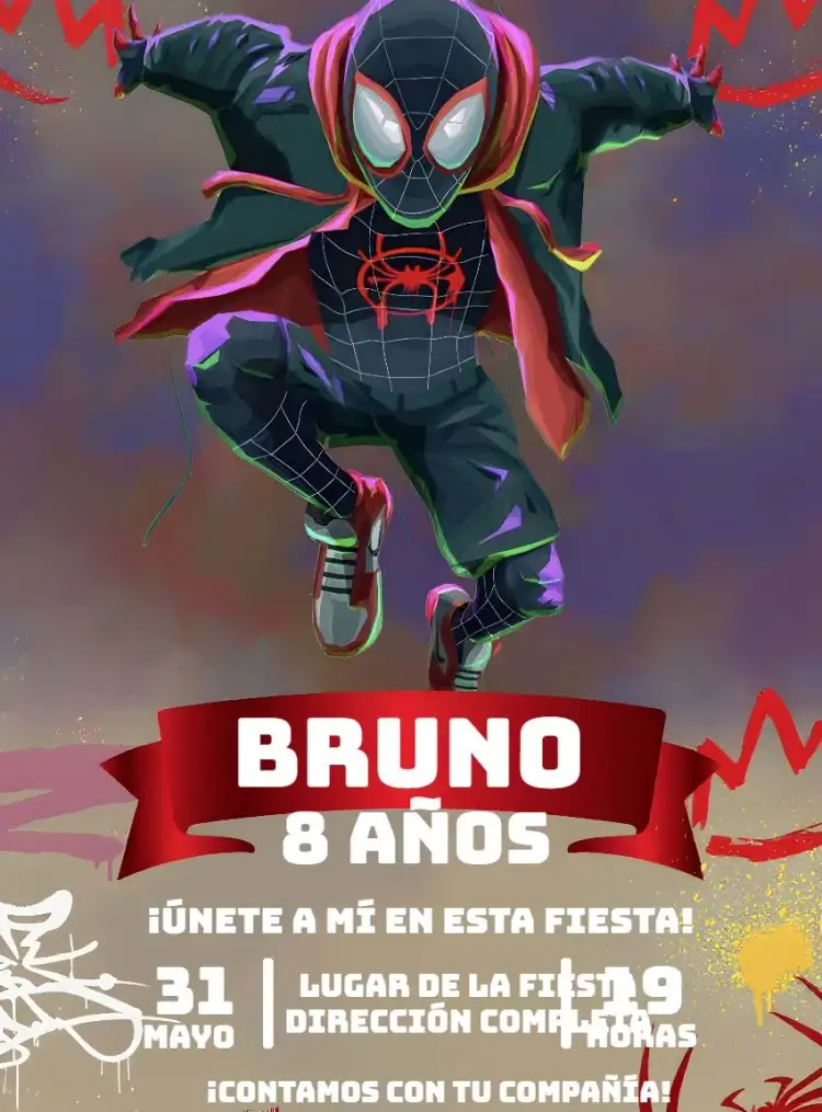 Invitación Hombre Araña Grafiti – tema Más buscados moderno, urbano, grafite, super-herói, colorido, divertido