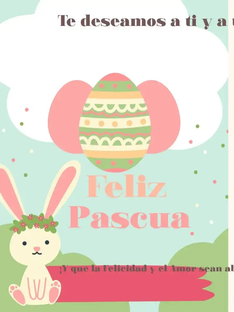 Tarjeta Feliz Pascua Conejito Rosa