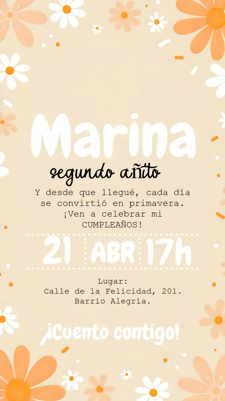Invitación Flores Margaritas – tema Más buscados floral, primavera, colorido, alegre, natural, jardín