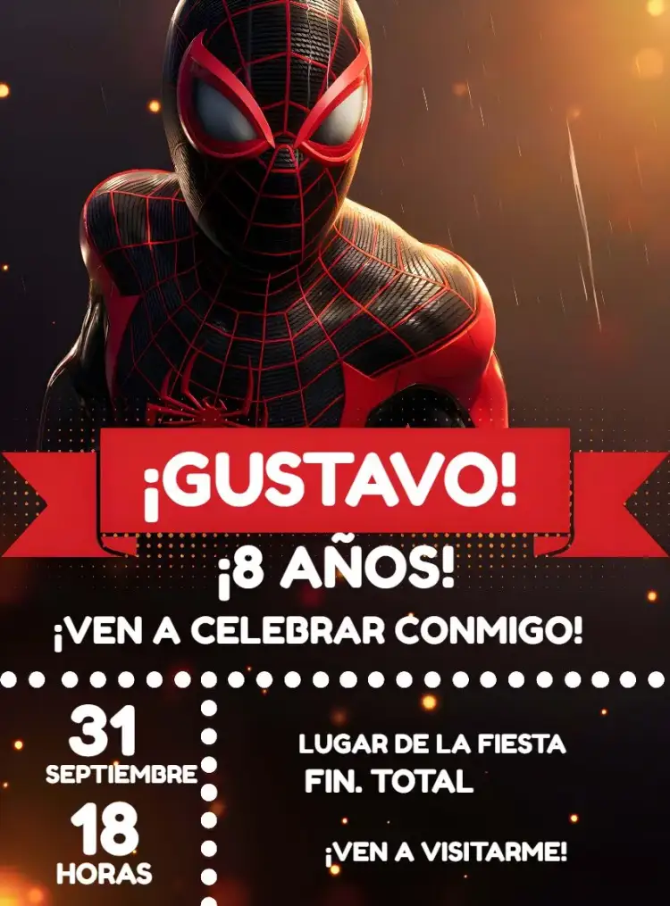 Invitación Hombre Araña 2 - Juego de Video – tema Más buscados moderno, colorido, juegos, superhéroes, diversión