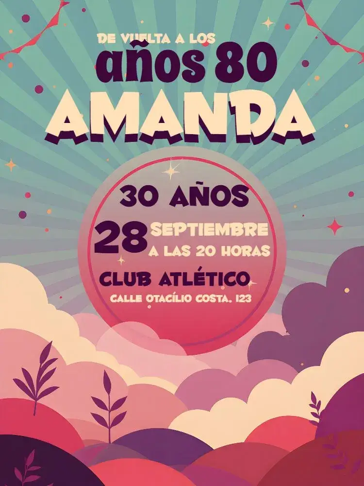 Invitación Años 80 Retro Vintage