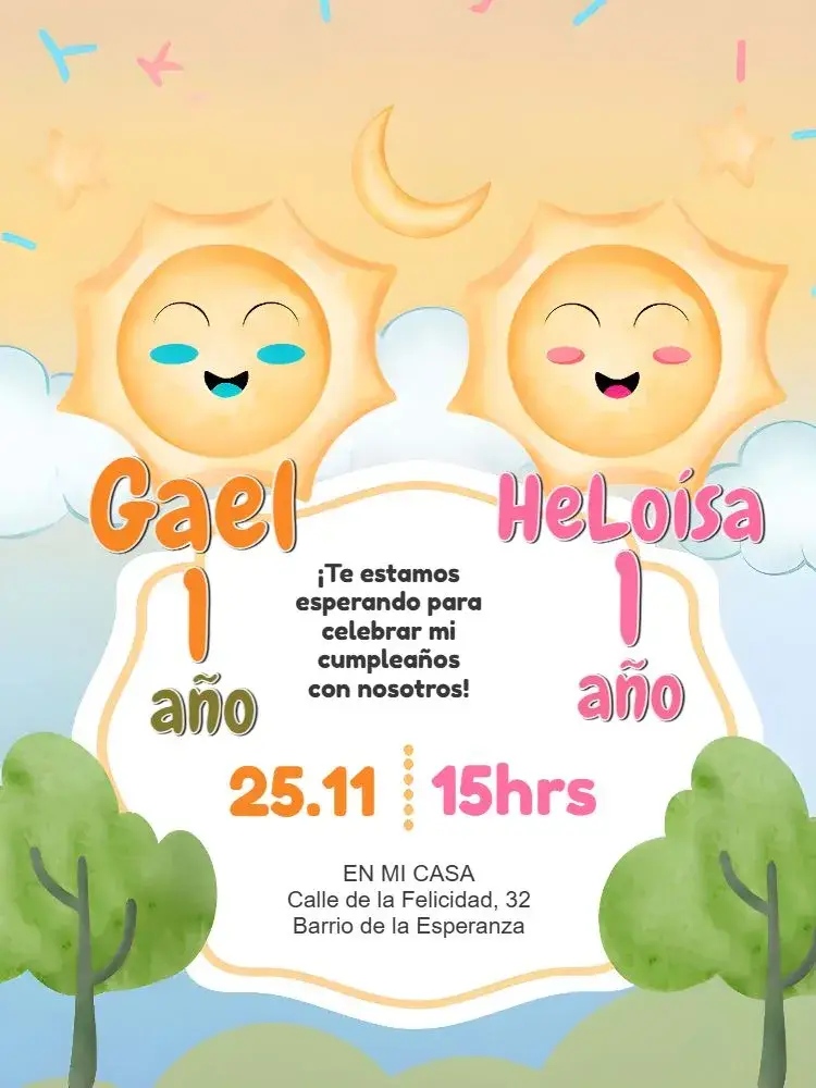 Invitación Doble Vuelta al Sol Naranja