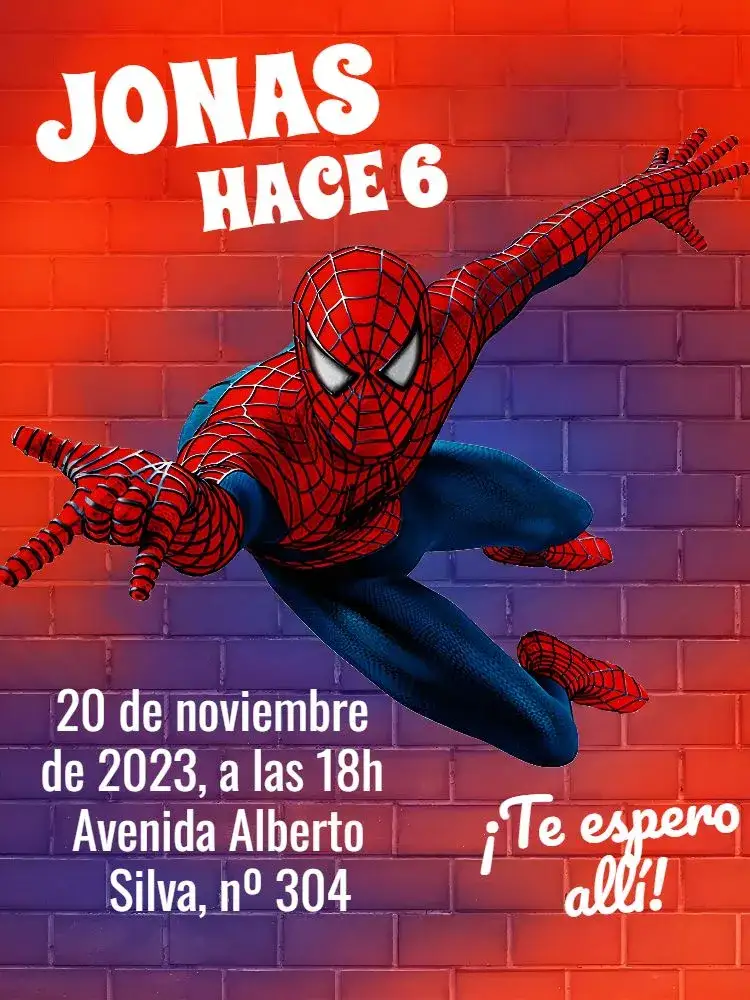 Invitación Hombre Araña – tema Más buscados superhéroe, colorido, moderno, divertido, juvenil