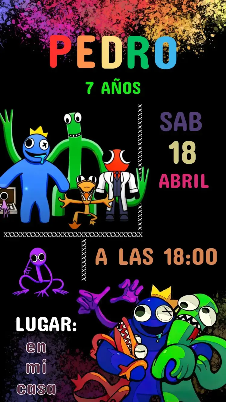 Invitación Cumpleaños Rainbow friend
