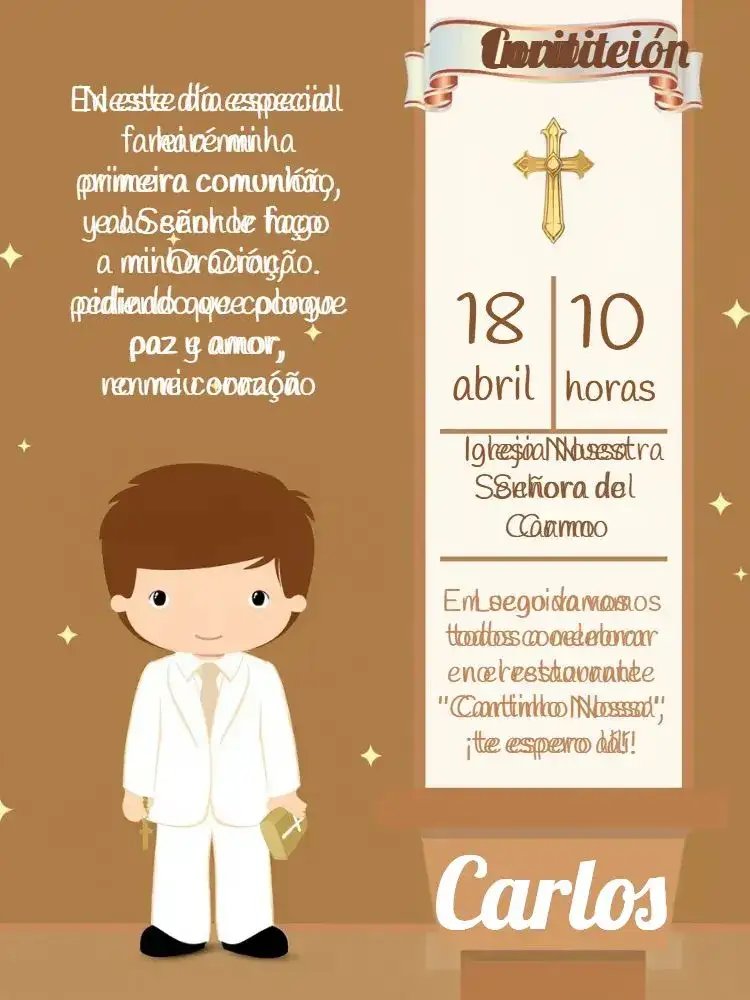 Invitación Primera Comunión Dorado – tema Primera Comunión dorado, minimalista, moderno, elegante, clásico