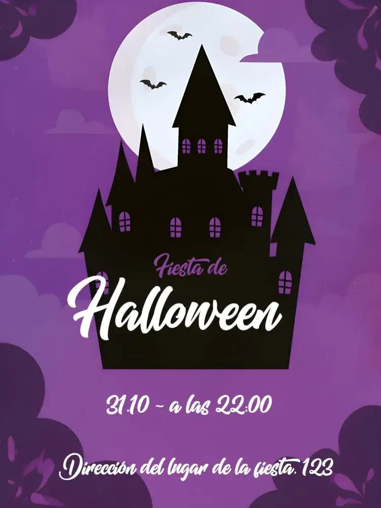Invitación Halloween Fantasía – tema Fechas Conmemorativas colores vibrantes, elementos de Halloween, estilo divertido, ilustraciones lúdicas, diseño festivo, atmósfera aterradora