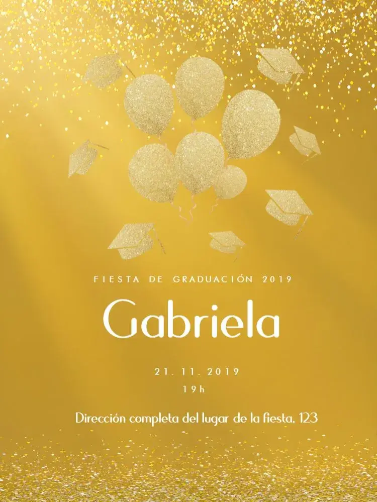 Invitación Graduación Glitter editable y personalizable