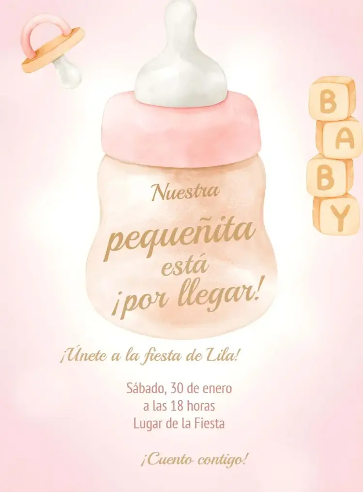 Invitación Baby Shower Niña Pañales