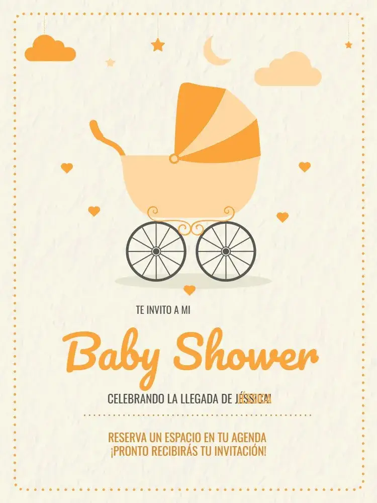 Invitación Tarjeta De Baby Shower Para Whatsapp Cochecito