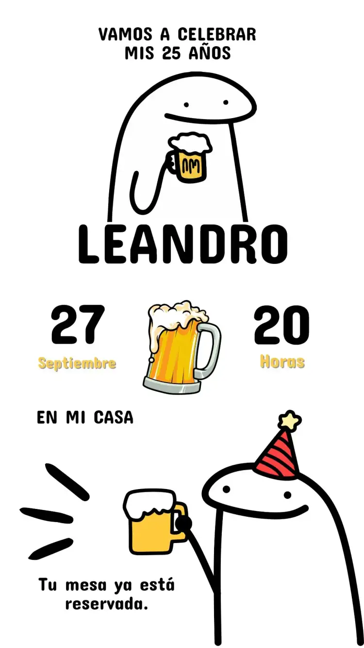 Invitación Digital Flork Cumpleaños Adulto - Editable y Personalizado