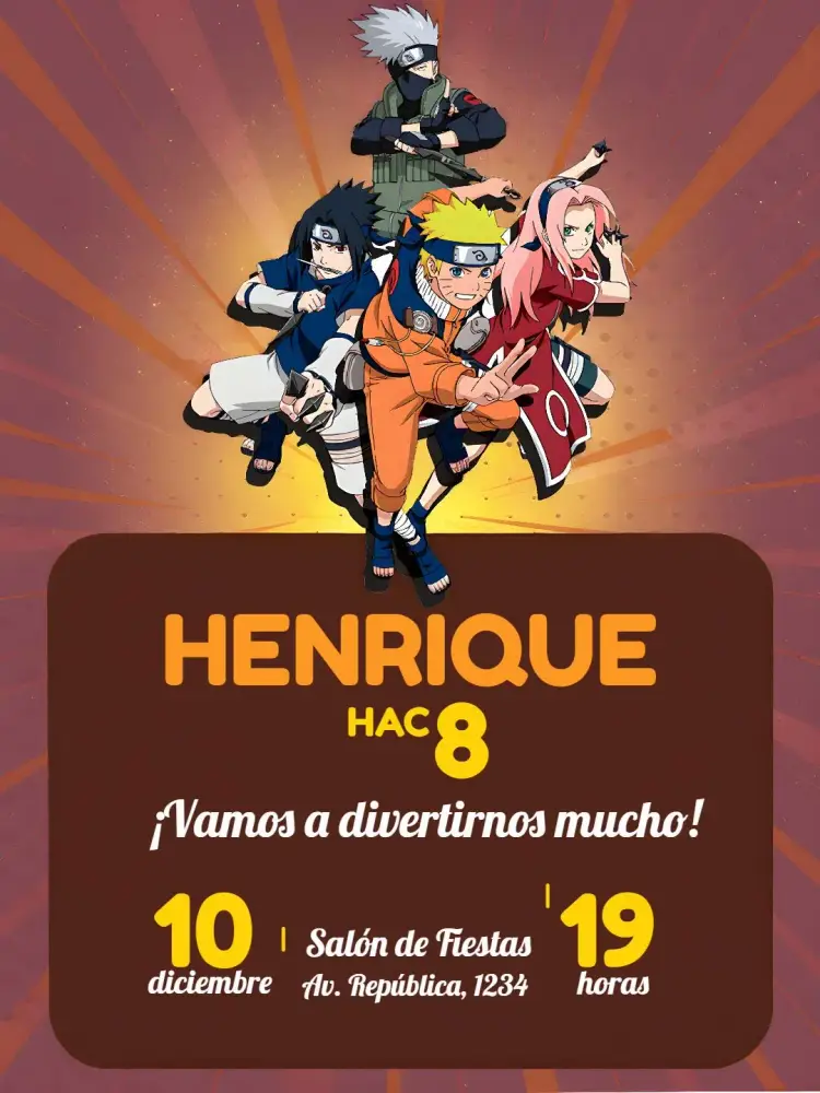 Invitación Naruto Amarillo