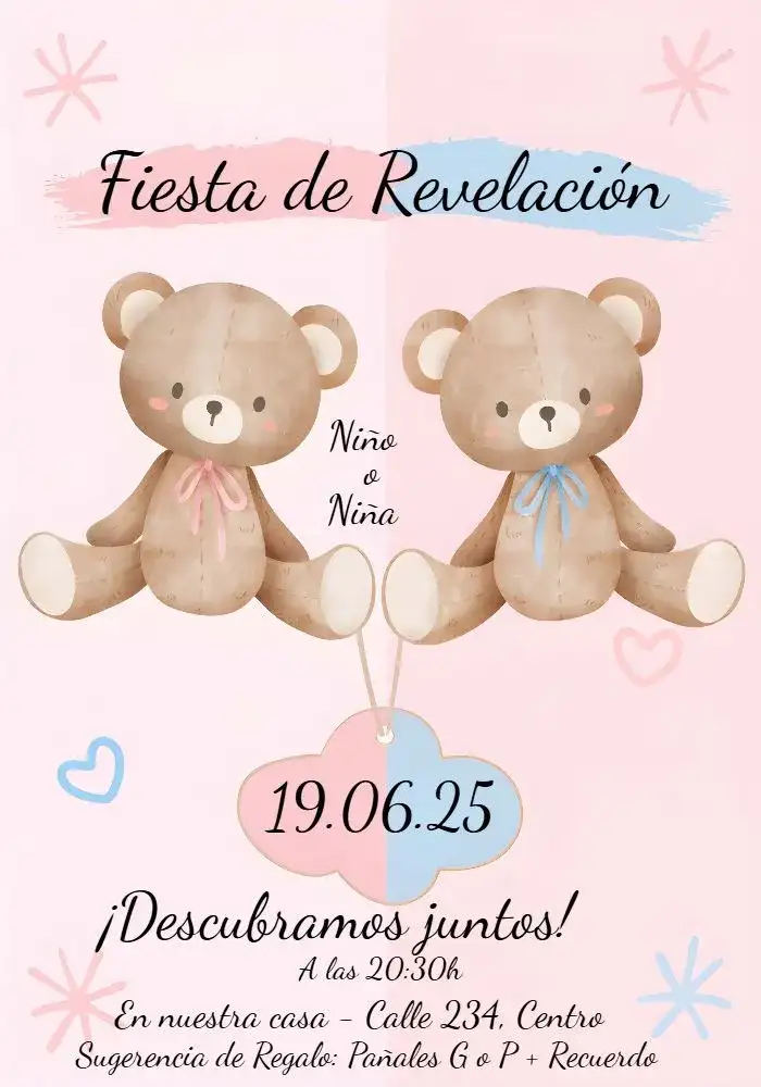 Baby Shower Ositos Rosa y Azul Acuarela