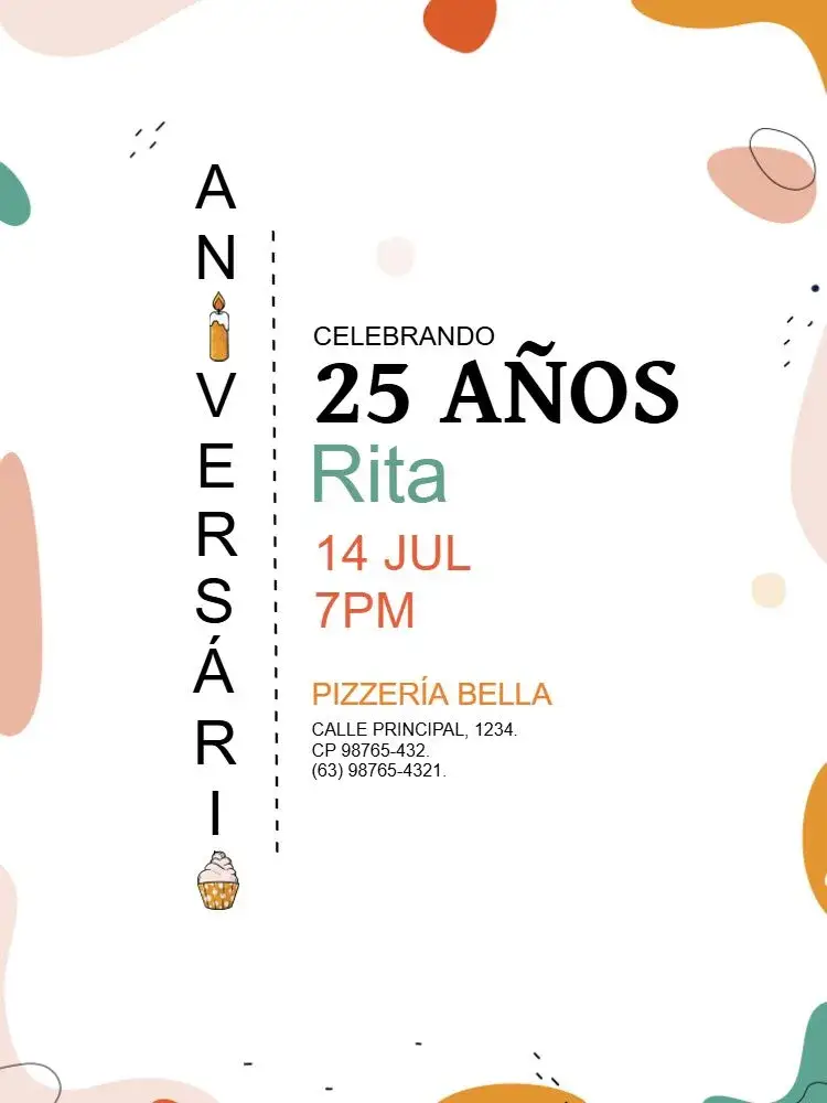 Invitación 25 Años Fiesta Minimalista
