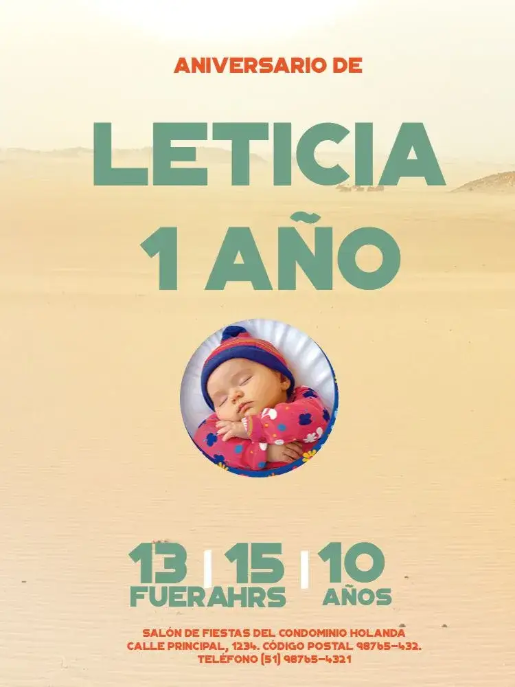 Invitación Arena con Foto Infantil – tema Cumpleaños Infantil playa, verano, colorido, divertido, tropical