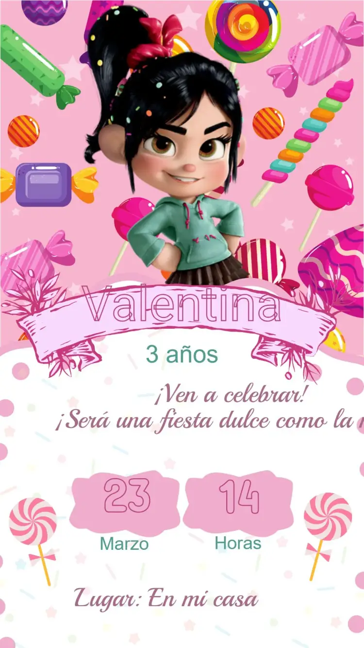 Invitación Digital Cumpleaños Venelope Rompe Ralph