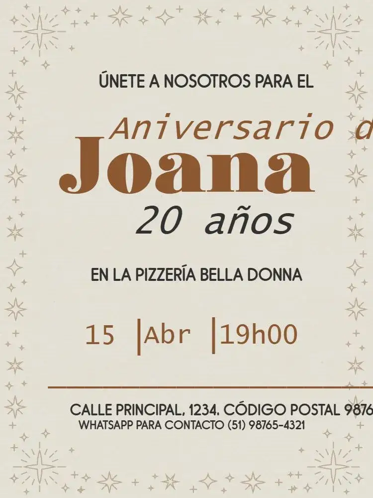 Invitación Encuentro Delicado – tema Cumpleaños Infantil delicado, femenino, estrellas, beige, minimalista
