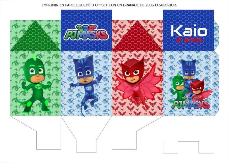 Invitación Caja Milk Pj Masks Verde