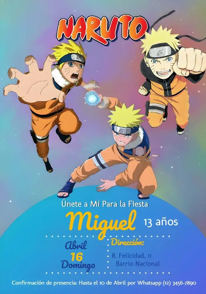 Invitación Naruto Azul