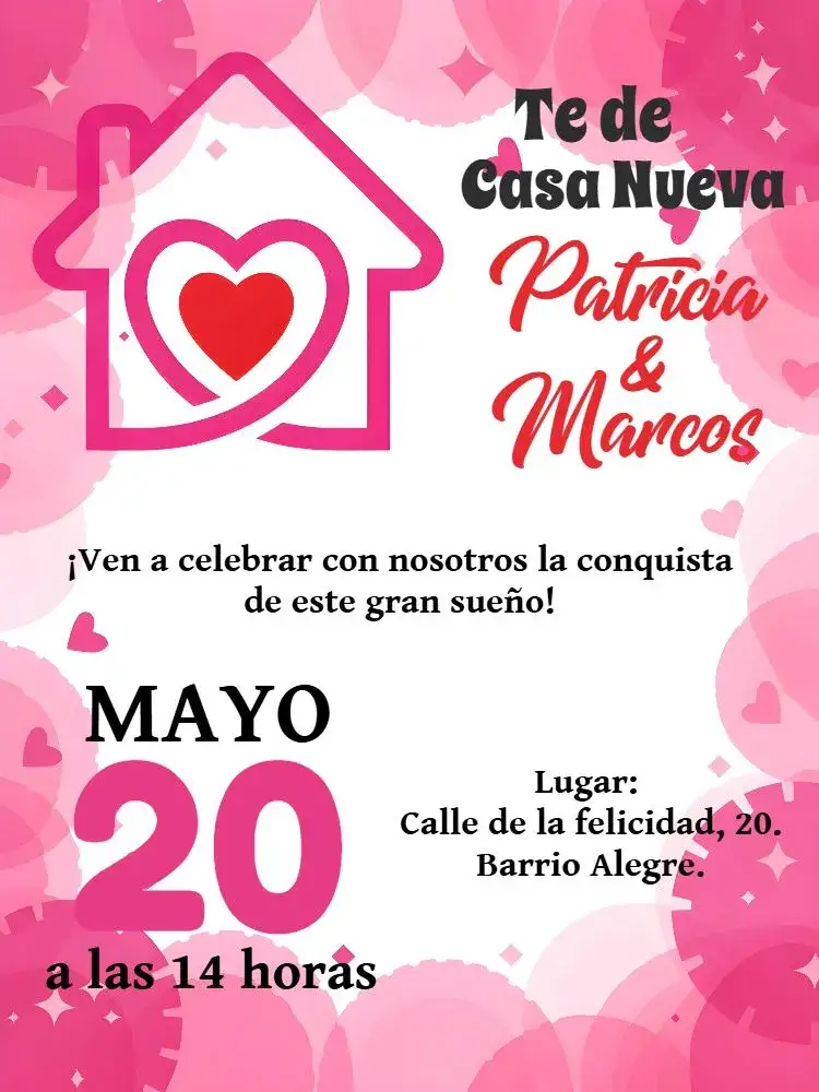 Invitación Té De Casa Nueva Rosa – tema Despedida de Soltera rosa, romántico, delicado, moderno, pareja, minimalista