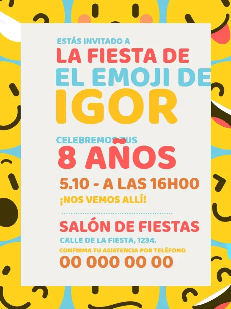 Invitación Emojis Infantil