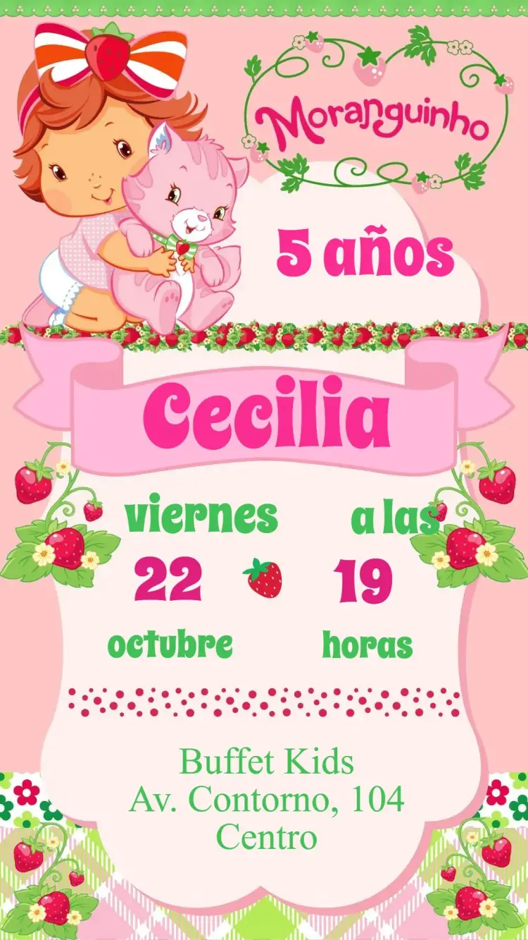 Invitación Fiesta de Fresa Bebé