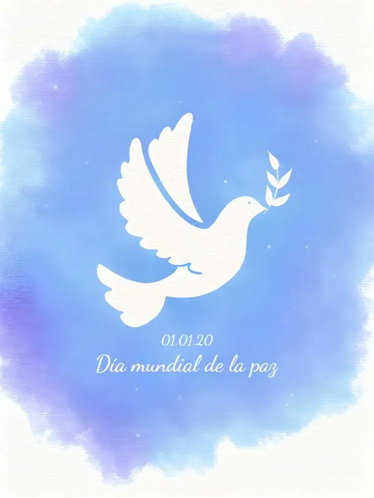 Invitación Publicación Día Mundial De La Paz Palomita – tema Fechas Conmemorativas minimalista, moderno, azul y blanco, estilo clean, inspirado en la naturaleza