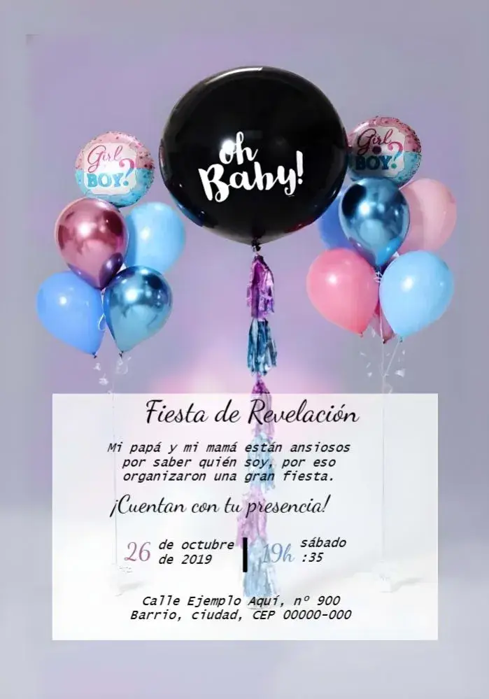 Invitación Baby Gender Reveal Tea Party editable y personalizable