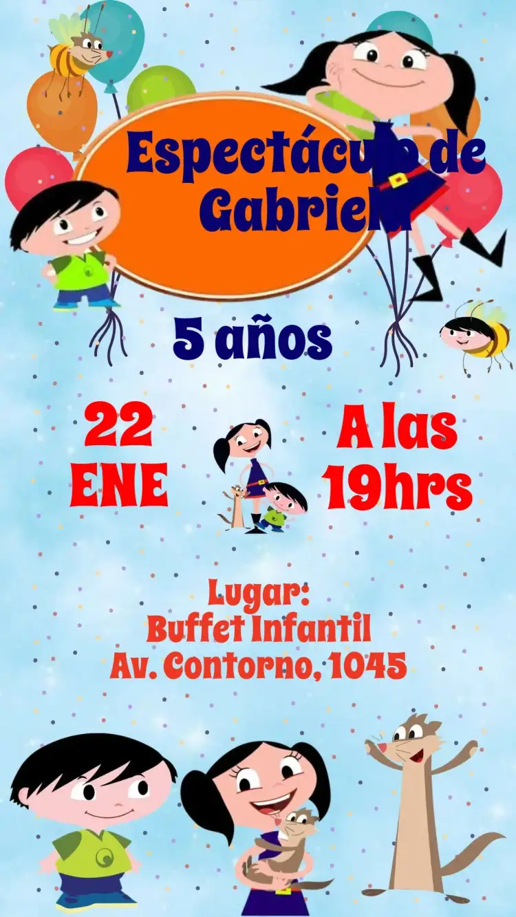 Invitación Show de Luna – tema Cumpleaños Infantil colorido, lúdico, infantil, divertido, fantasia, moderno