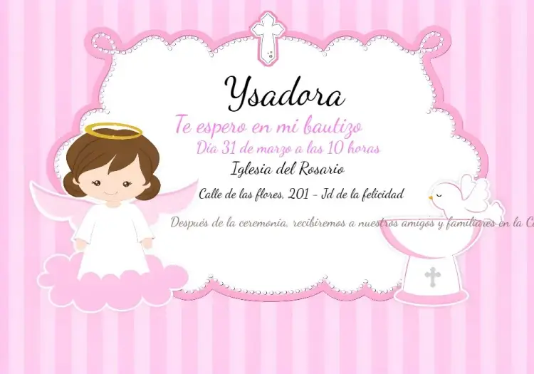 Invitación Bautizo Angelita Rosa