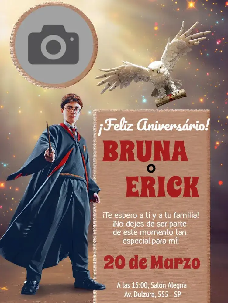 Invitación Harry Potter Con Foto Rony