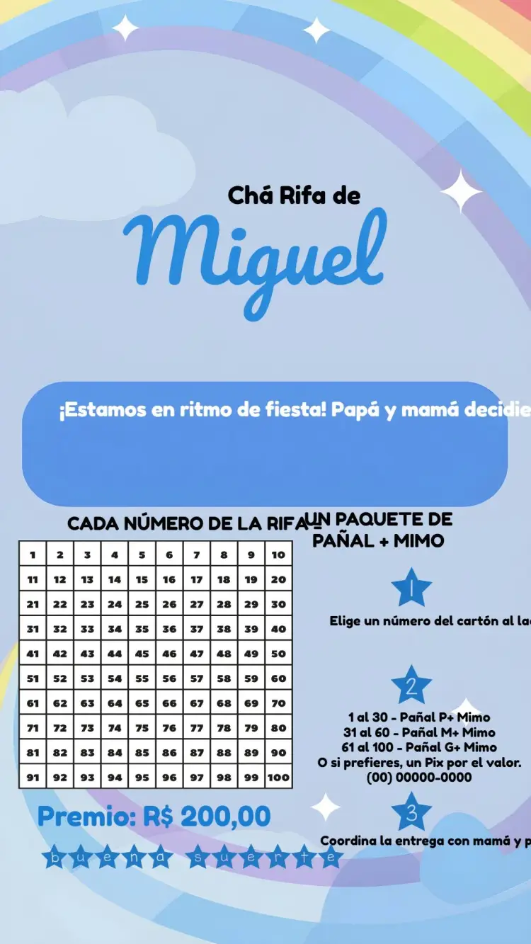 Invitación Té Rifa Lluvia De Amor Cartela