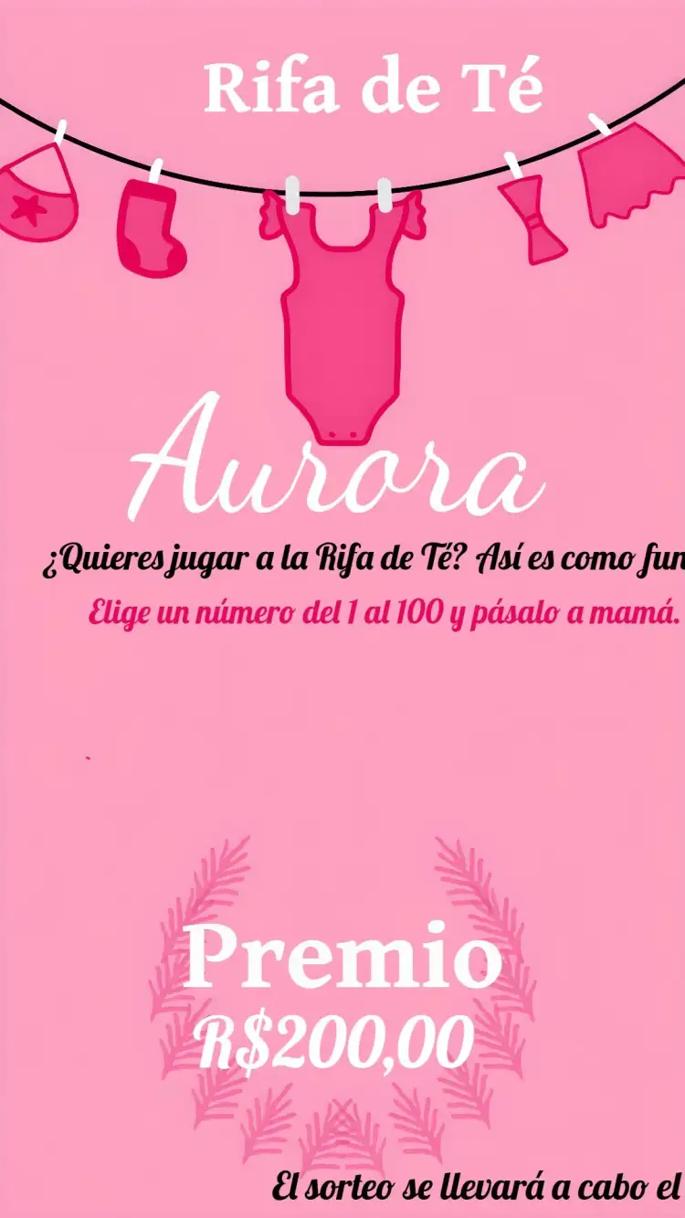 Invitación Té Rifa Tendedero De Ropa Rosa Premio – tema Té Rifa rosa, blanco, negro, femenino, divertido, delicado