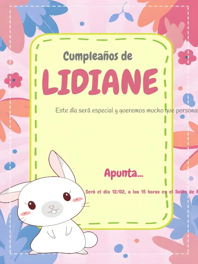 Invitación Conejito Infantil Rosa