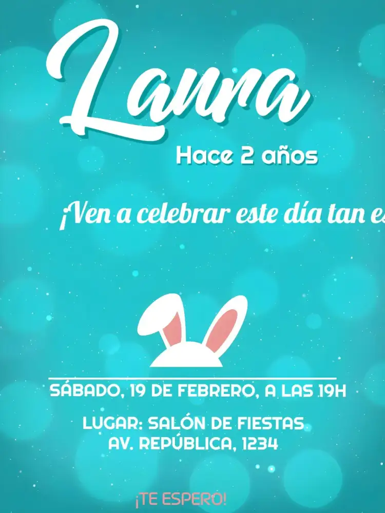 Invitación Pascua Conejo – tema Fechas Conmemorativas colorido, divertido, infantil, pascua, ilustraciones de conejos, elementos de primavera
