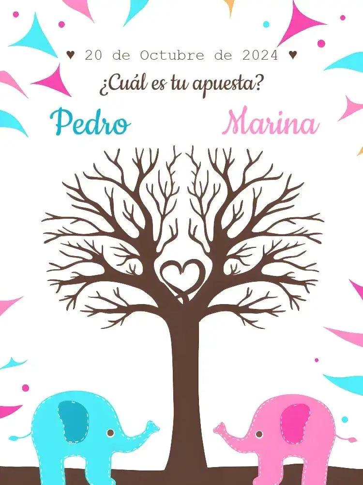 Árbol De Huellas Fiesta Revelación Elefantitos Elefantes