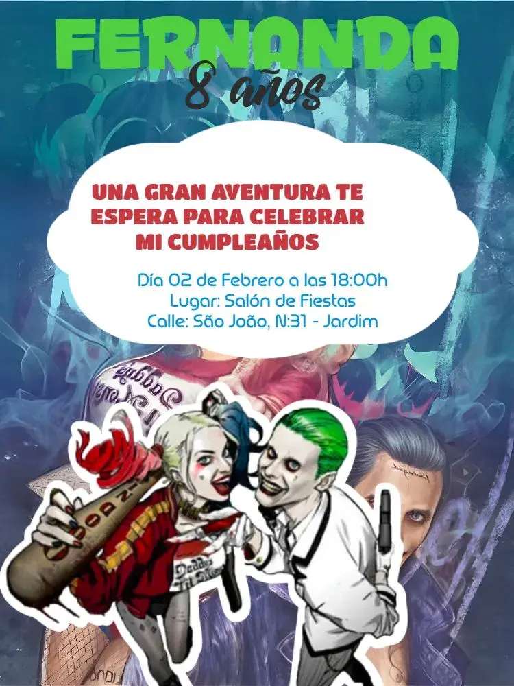 Invitación Arlequina y Joker Banner