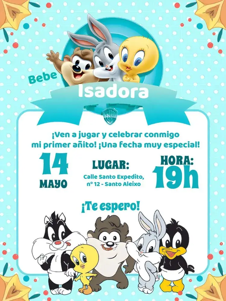 Invitación Looney Tunes Baby