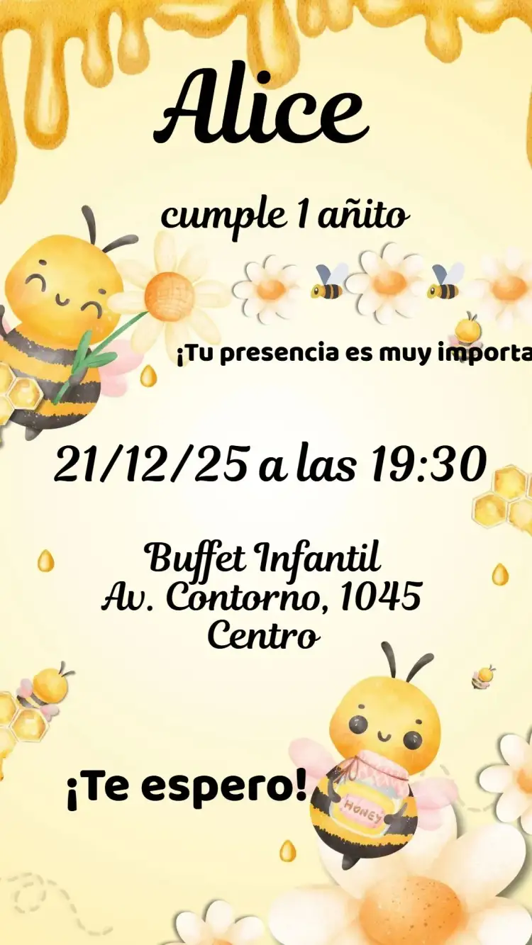 Invitación Abejita Acuarela – tema Cumpleaños Infantil acuarela, colorido, lúdico, natural, infantil, divertido