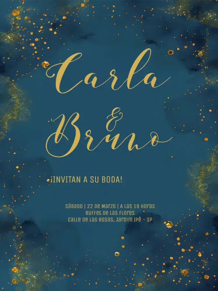 Invitación Boda Acuarela Mármol – tema Boda minimalista, acuarela, dorado, elegante, moderno