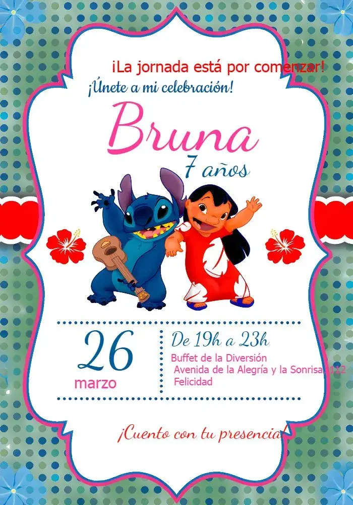Invitación Lilo Y Stitch