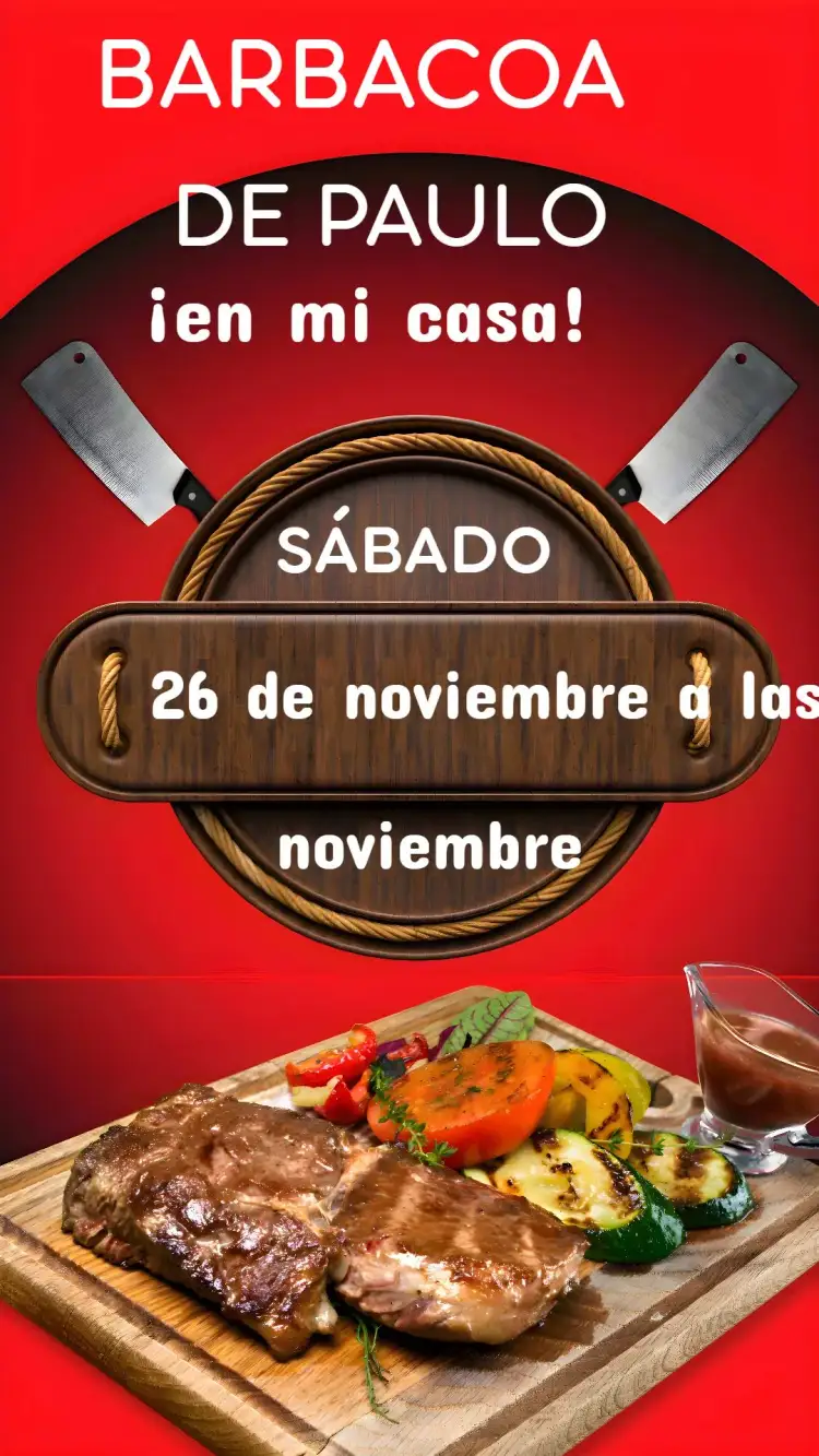 Invitación Barbacoa – tema Cumpleaños colorido, informal, moderno, estilo rústico, alegre, vintage