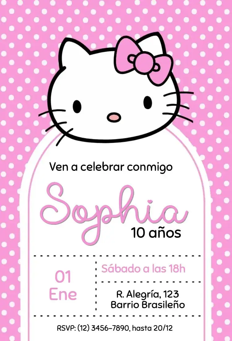 Invitación Hello Kitty Poá