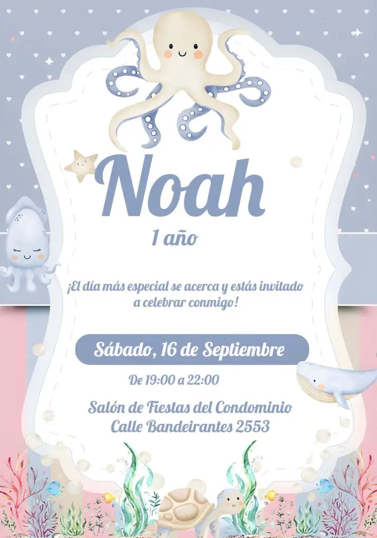 Invitación Decoración de Fondo Marino