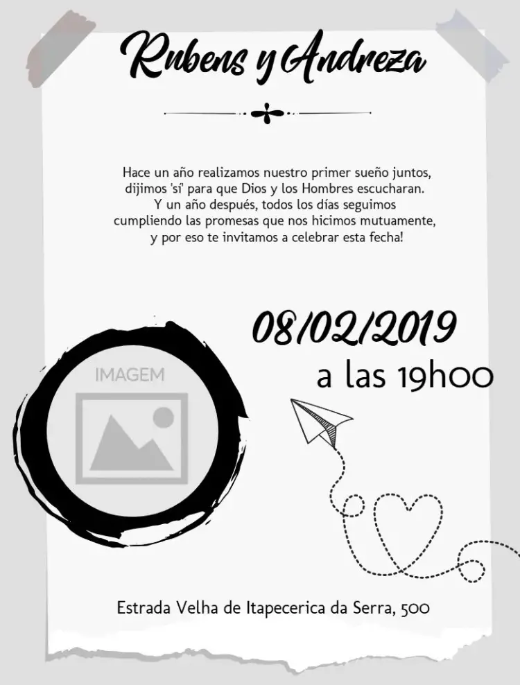 Invitación Bodas De Papel Celebración editable y personalizable