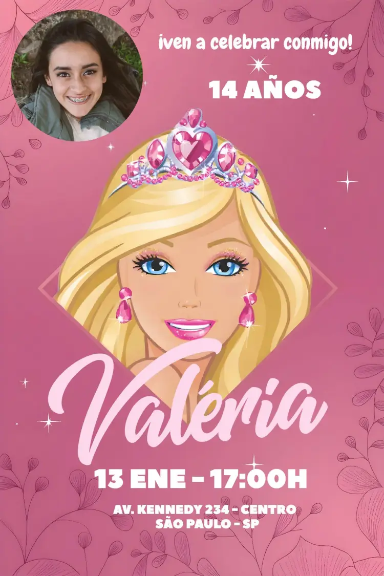 Invitación Barbie Con Foto Toys